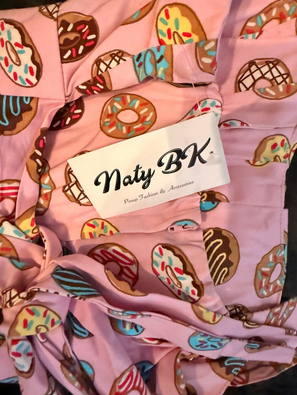 Retro style fit and flare donuts dress